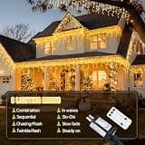 JMEXSUSS 38.8-Foot 400-LED Warm White Icicle Lights with 100% Copper Wiring