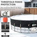 QH.HOME 550D Tear-Resistant Winter Pool Cover with Pre-Installed Winch