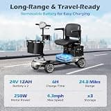 Rylox 4-Wheel Dual Battery Folding Mobility Scooter Bundle
