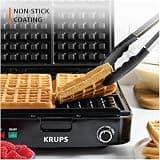 KRUPS 1200W 4-Slice Belgian Waffle Maker with Removable Dishwasher-Safe Plates