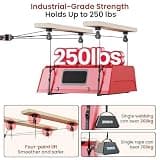 Pacikwest Truck Cap Hoist System for Garage Ceiling, 250 lbs Capacity, Self-Leveling