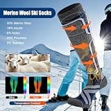 Cirorld Seamless Toe High-Content Merino Wool Insulated Ski Socks (2-Pair)