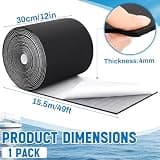 Soulchen 12 in x 50 ft Self-Adhesive Waterproof Felt Boat Trailer Bunk Carpet Roll