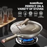 SUMEIGUAN 13-Inch Titanium Scratch-Resistant Nonstick Wok with Cool-Touch Handle