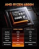 BOSGAME P3 Lite Mini PC, AMD Ryzen 7 6800H, 32GB DDR5 RAM, 1TB PCIe SSD