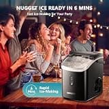 EUHOMY Portable Countertop Nugget Ice Maker with Carry Handle and 34 lbs Yield