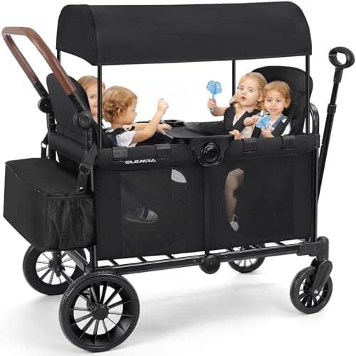 ELEMARA Heavy-Duty 4-Seater Wagon Stroller with Anti-Shock All-Terrain Wheels