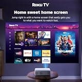 Aurzen Roku TV Smart Portable Projector with Native 1080p, Auto Focus and Keystone