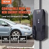 VEVOR Level 1 & 2 Portable EV Charger, 16A Dual Voltage, 28-Foot Cable