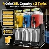 GSEICE 45L Triple-Tank Commercial Slushy Machine with Illuminated Tanks