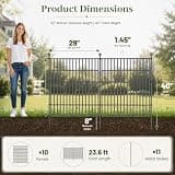 Jinligogo 32-Inch Wrought-Iron Style No-Dig Outdoor Boundary Fence for Semi-Permanent Use