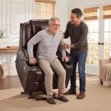 MCombo 7040 Medium Electric Power Lift Recliner with Massage in Dark Brown