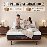 ESHINE Split-Top Queen Adjustable Frame with Plush 14-Inch 5.5-Layer Hybrid Foam Mattress