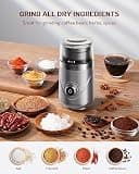 SHARDOR Super Silent Silver Blade Coffee Grinder with Timed Dial Control