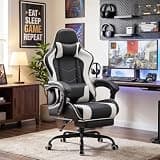 Homall Ergonomic Tech Fabric PC Gaming Chair with Retractable Footrest & Massage
