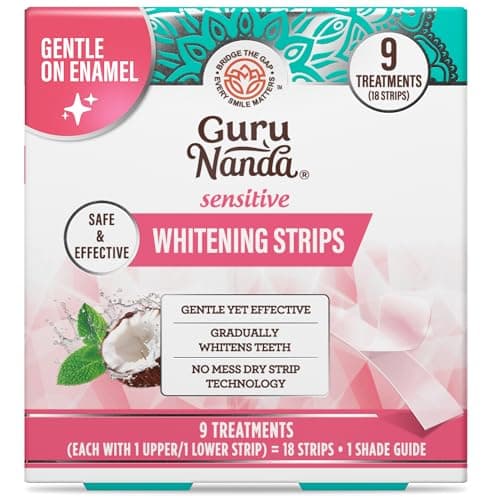 GuruNanda Sensitive Teeth Whitening Dry Strips with Coconut Extract, 9-Day
