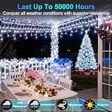 QUHUATU 82-Foot Cool White LED Icicle Lights 810-Bulb Dimmable Display Kit