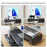 WALI Height Adjustable Computer Monitor Stand and Desk Organizer with Drawer