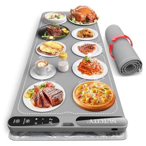 NUTCITY Extra Large Foldable Silicone Food Warming Mat with Auto-Off (40 x 15 In)