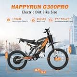 HAPPYRUN G300 Pro 72V 30Ah Electric Dirt Bike for Adults, 6500W Peak Motor