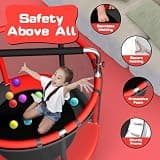 ZCMHAXJ 55-Inch Toddler Trampoline with Gymnastics Bar and Enclosure Net