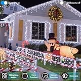 QUHUATU 82-Foot Cool White LED Icicle Lights 810-Bulb Dimmable Display Kit