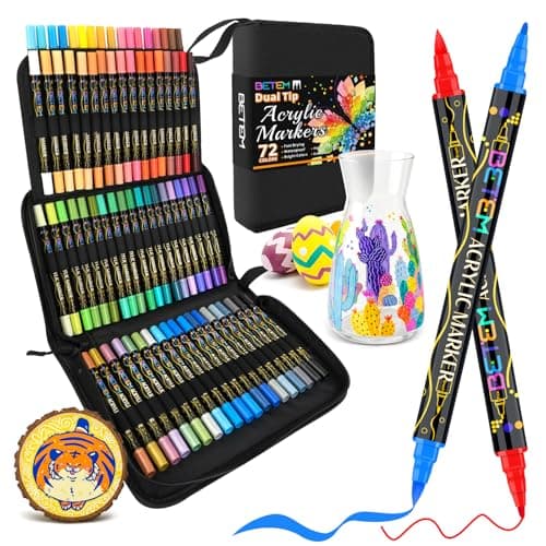 Betem Dual Tip Acrylic Paint Pens 72-Pack