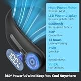 Kinhowly Portable Neck Fan, 6000mAh Battery, Fast Charging, LED Display