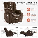 MCombo 7634 Triple Motor Power Lift Recliner Chair with Massage and Dual Heat