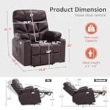 MCombo 7287 Compact Power Lift Recliner Chair with Extended Footrest