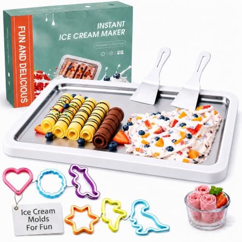 Rhenova Instant Rolled Ice Cream Tray Kit with Spatulas and Molds