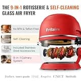 Non Toxic Air Fryer Pro 5-Quart 9-in-1 Glass Air Fryer with Rotisserie