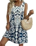 Zeagoo Sleeveless Hawaiian Sundress with Pockets and Swing Silhouette