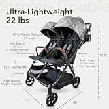 Strolee Lightweight Double Side-by-Side Stroller with 120-Lb Weight Capacity