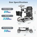 Rylox 4-Wheel Dual Battery Folding Mobility Scooter Bundle
