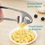 HiramWare Premium Zinc Alloy Garlic Press and Ginger Crusher with Ergonomic Grip