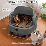 Gimars Open-Top Cylinder Self-Cleaning Cat Litter Box with App and 8L Waste Bin