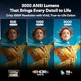Boldever 3000 ANSI Lumens Google TV Smart Projector with 20W Speakers