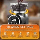 Ollygrin Compact Electric Conical Burr Coffee Grinder with Touch Panel