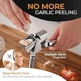 ORBLUE Stainless Steel Heavy-Duty Garlic Press and Mincer with Extra-Large Chamber