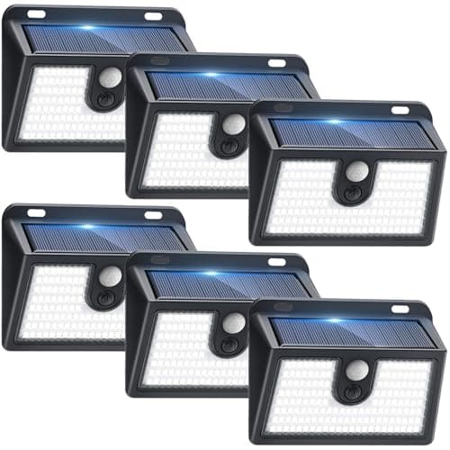 Super Bright Waterproof Solar Motion Sensor Outdoor Security Lights, 6-Pack