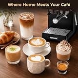 CHULUX Nero Espresso Machine with Built-in Conical Burr Grinder & Dual Screen