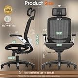 GABRYLLY Ergonomic High-Tension Mesh Office Chair with Flip-Up Armrests
