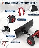 COZONY 29-Inch Heavy-Duty Wheeled Snow Shovel with Adjustable Metal Frame