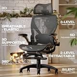 ELABEST X100 Ergonomic Mesh Office Chair with Footrest & 3D Lumbar Support