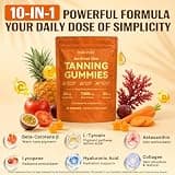 BXRUIAGN Dual-Action Tanning Gummies with L-Tyrosine and Vegan Collagen, Travel Pouch