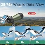 Gosky Flagship Upgraded Angled Spotting Scope with Tripod & Adapter, 25-75x80mm