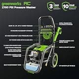 Greenworks 2700 PSI Medium-Duty Brushless Electric Pressure Washer with JettFlow