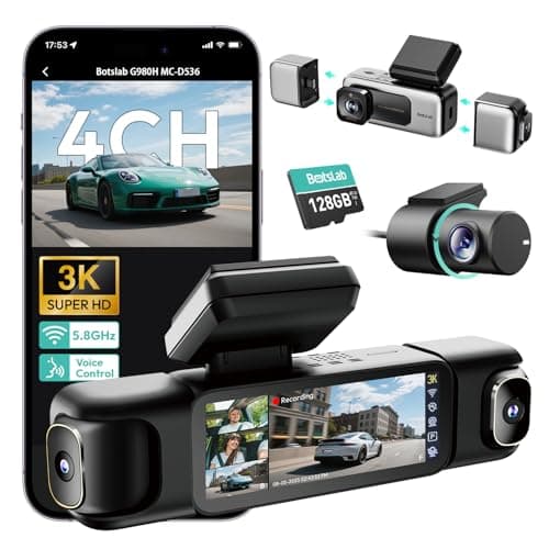 BOTSLAB G980H 3K 4-Channel Dash Cam with Modular Side Window Lenses