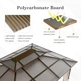 YOLENY 10x13 ft. Polycarbonate Double Roof Hardtop Gazebo with Curtains